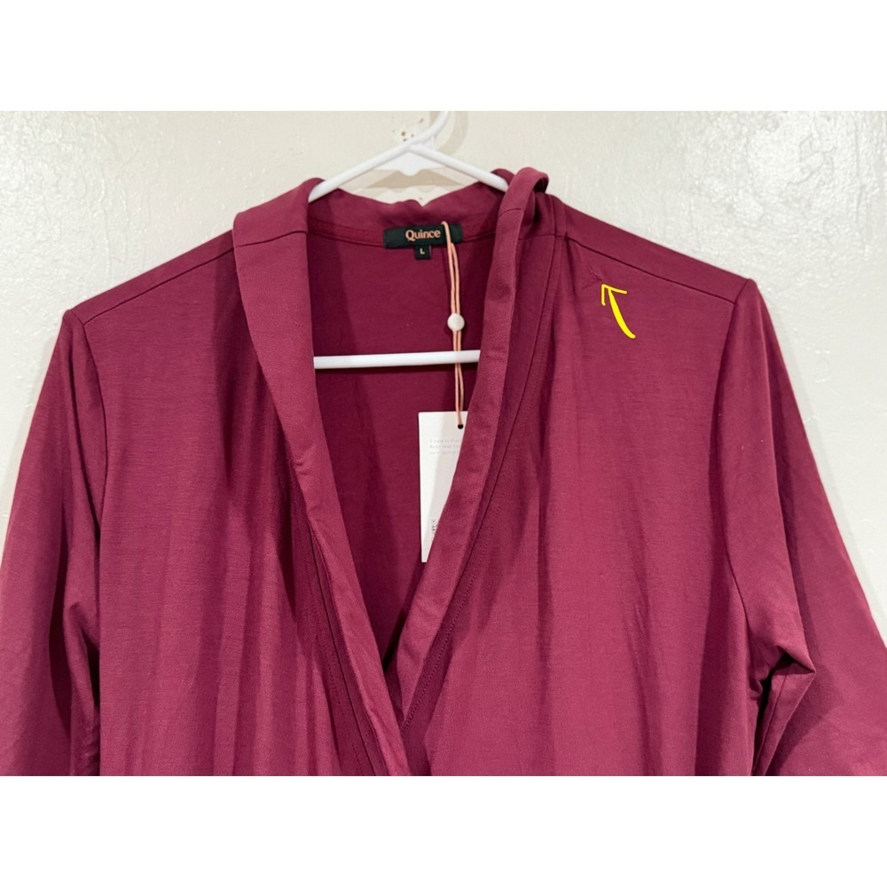 Quince Tencel Lyocell Jersey Wrap Midi Dress Burgundy Large SHWDC01 NWT - Picture 6 of 6